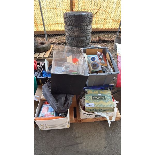 PALLET OF WORK LIGHTS, COUNTER TOP DISPLAY CASE, SOLAR FLASHLIGHT, SINK FILTERS & MORE: MUST TAKE
