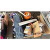 Image 1 : PALLET OF FLAT INLETS, ELLS, INSINKERATOR, PIPE CLAMPS, TOOLS & ORE *MUST TAKE ALL ON PALLET*