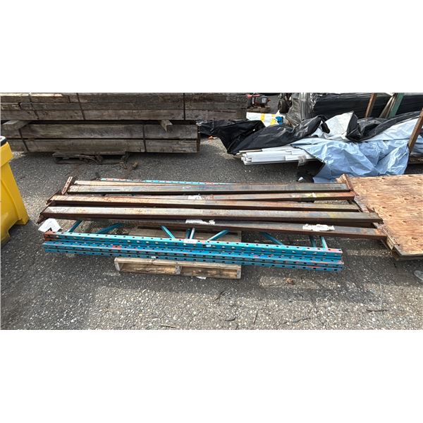 PALLET OF (2) 7.5'H PALLET RACKING UPRIGHTS & (7) 9.5'L PALLET RACKING SIDE RAILS