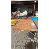 Image 2 : WOOD TABLE WITH METAL LEGS 65" X 46" X 38"