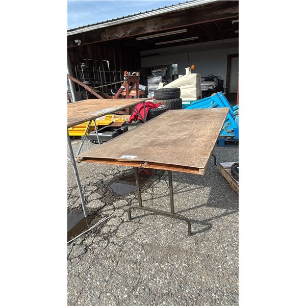 FOLDING WOOD TABLE WITH METAL LEGS 80" X 36.5" X 30.5"