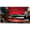 Image 2 : SHELF OF ASSORTED ITEMS INCLUDING; TOOLBOX WITH CAULKING CONTENTS, ADVANCED TIMING LIGHT, HEAVY