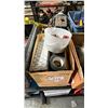 Image 3 : SHELF OF ASSORTED ITEMS INCLUDING; GARDEN TOOLS, RIVET TOOL, BATTERY HYDROMETER & MORE