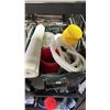 Image 4 : SHELF OF ASSORTED ITEMS INCLUDING; DRAWER LINER, TIRE PLUG KITS, PADLOCKS & MORE