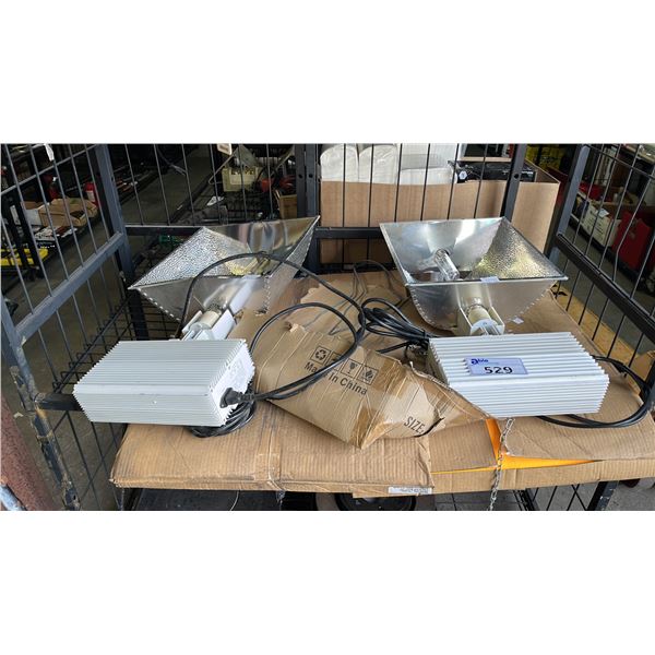 PAIR OF OVERHEAD LAMPS WITH BALLASTS