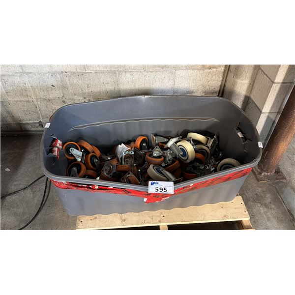 BIN OF ASSORTED POLYURETHANE CASTER WHEELS