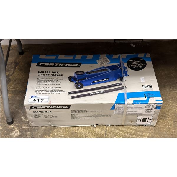 *NEW IN BOX* CERTIFIED 3 TON GARAGE JACK