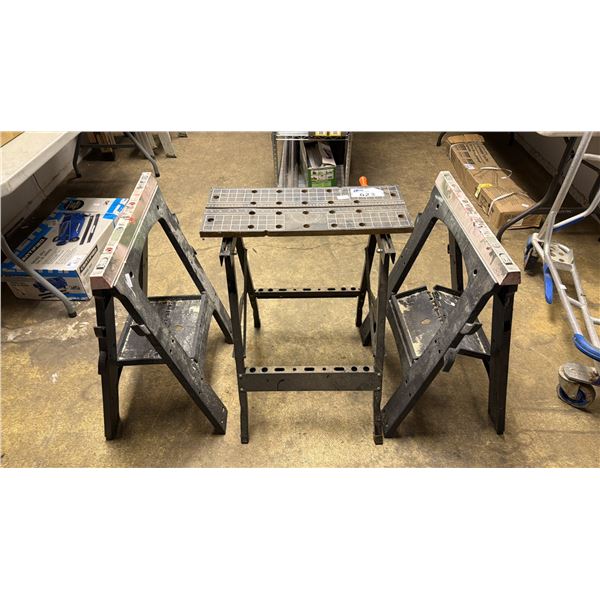FOLDING WORK TABLE & (2) SAW HORSES