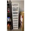 Image 1 : 9-DRAWER PLASTIC STORAGE UNIT & CONTENTS: MEASURING TAPE, ROPE, UTILITY KNIVES & MORE