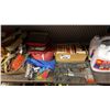 Image 5 : SHELF OF ASSORTED RATCHET STRAPS, AIR HOSE, BRAD NAILERS, CLEANING SUPPLIES & MORE