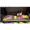 Image 2 : SHELF OF ASSORTED TOOLS, FIRE EXTINGUISHERS & MORE