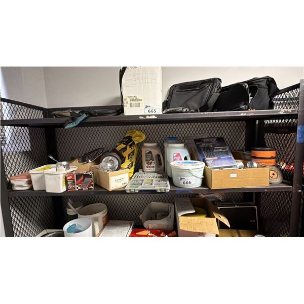 SHELF OF TOOLS, ROCK SALT & MORE