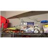 Image 4 : SHELF OF ASSORTED LIGHTBULBS, REFLECTOR VESTS & COLEMAN BATTERY POWERED LANTERN