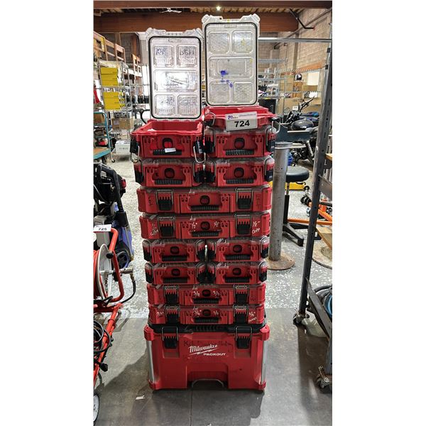 STACK OF (14) MILWAUKEE PACKOUT MODULAR TOOL BOXES & CONTENTS - Able ...