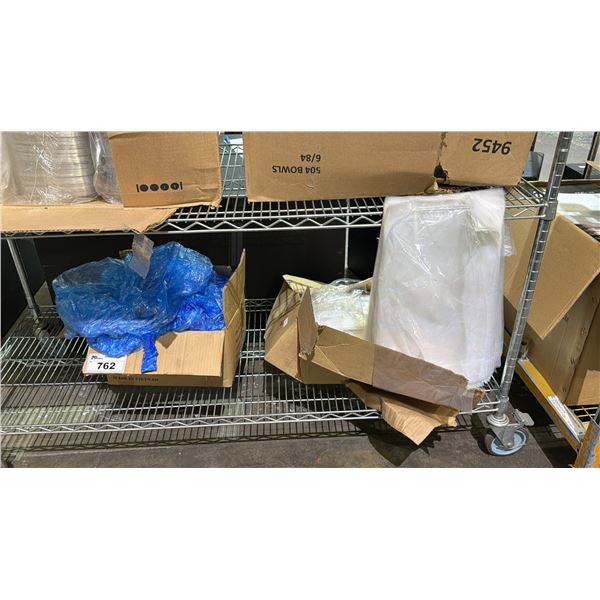 BOX OF CLEAR PLASTIC BAGS & BOX OF BLUE SPA LINERS