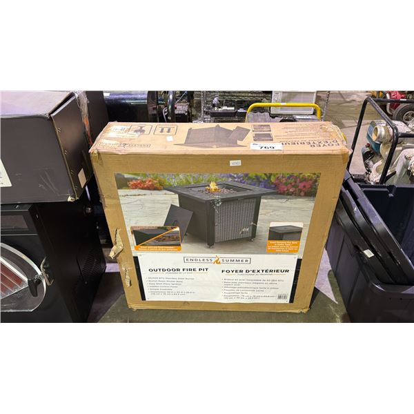 ENDLESS SUMMER LP GAS POWERED OUTDOOR FIRE PIT: IN BOX
