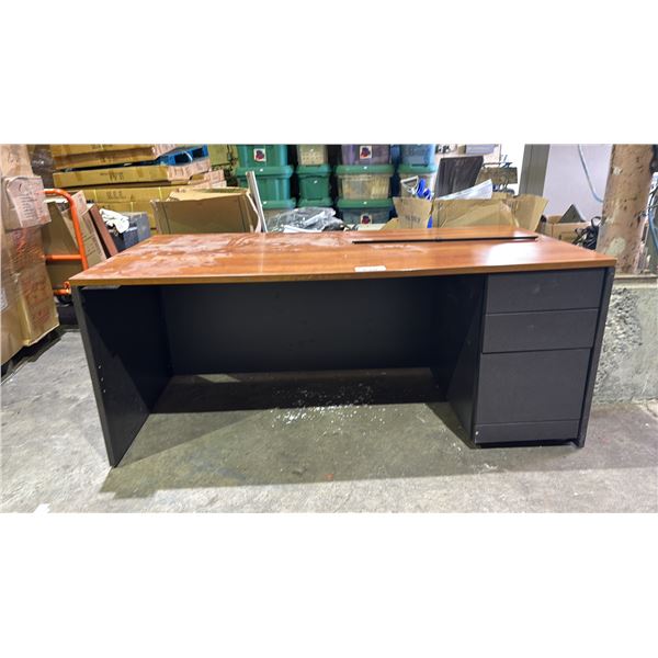 WOOD DESK WITH 3 DRAWERS 72" X 36" X 30"