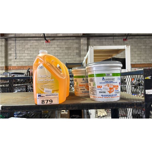 (3) 4L CONTAINERS OF NEUTR-O FLOOR CLEANER & (2) TUBS OF HARDCAST INDOOR/OUTDOOR DUCT SEALANT