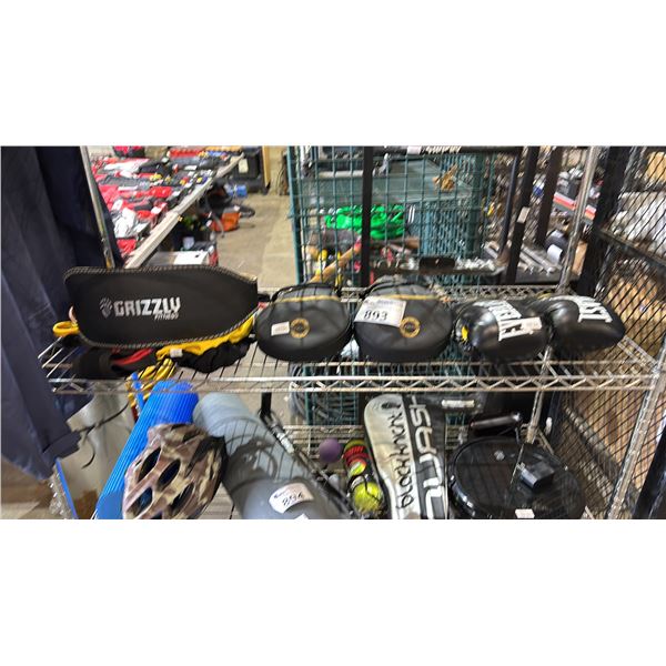 EVERLAST BOXING GLOVES, RDX KARA BOXING FOCUS MITTS, GRIZZLY FITNESS BELT, JUMP ROPE & MORE