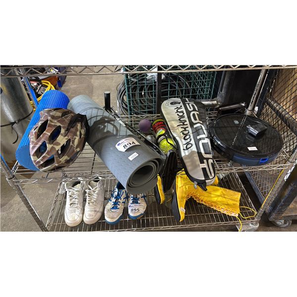 EUFY ROBOT VACUUM, BIKE HELMET, BLACK KNIGHT SQUASH RACKET, YOGA MAT, YOGA FOAM ROLLER & MORE