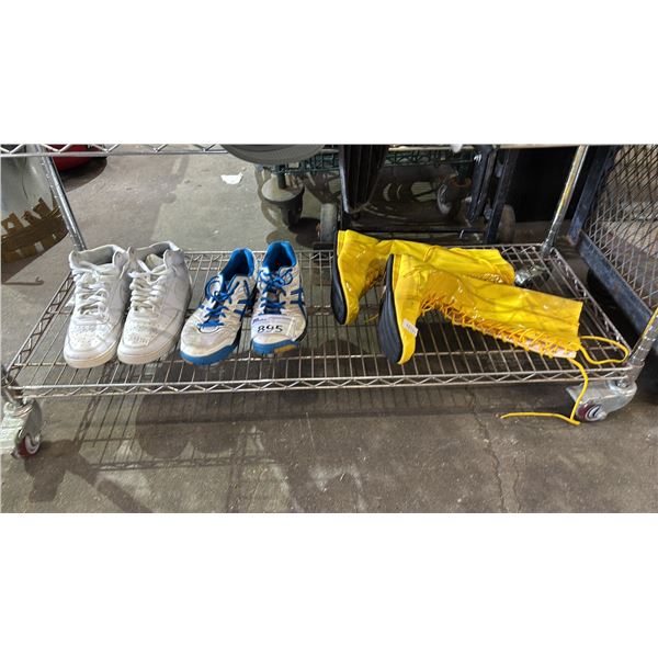 SHELF OF ASSORTED FOOTWEAR: RUNNING SHOES & BOOTS
