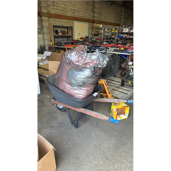 WHEEL BARROW & LARGE ORANGE TARP