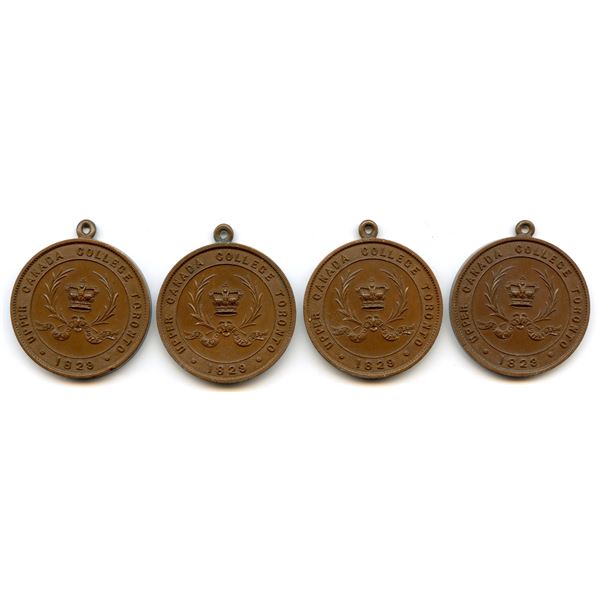 Upper Canada College Toronto Copper Medals 1829 - Lot of 4