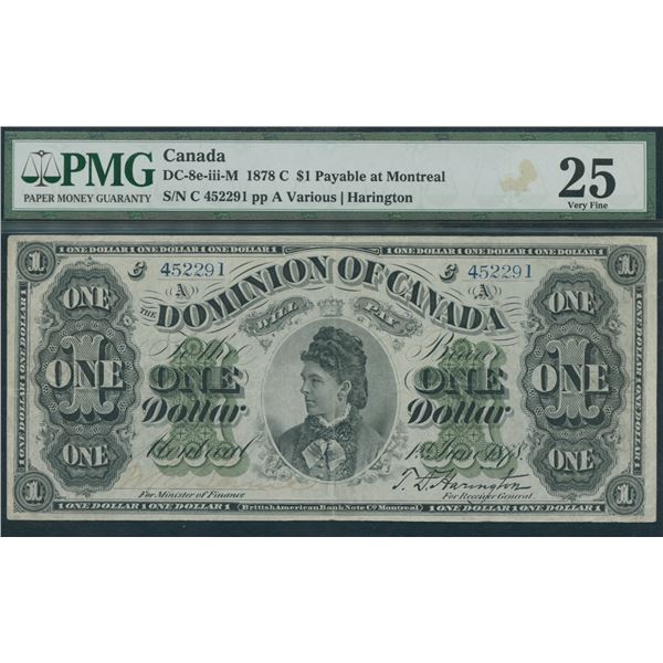 Dominion of Canada $1, 1878 - Payable at Montreal