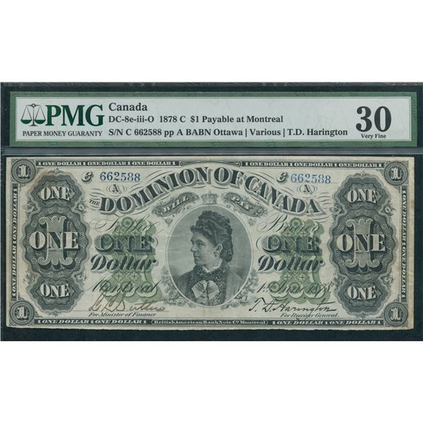 Dominion of Canada $1, 1878 - Payable at Montreal