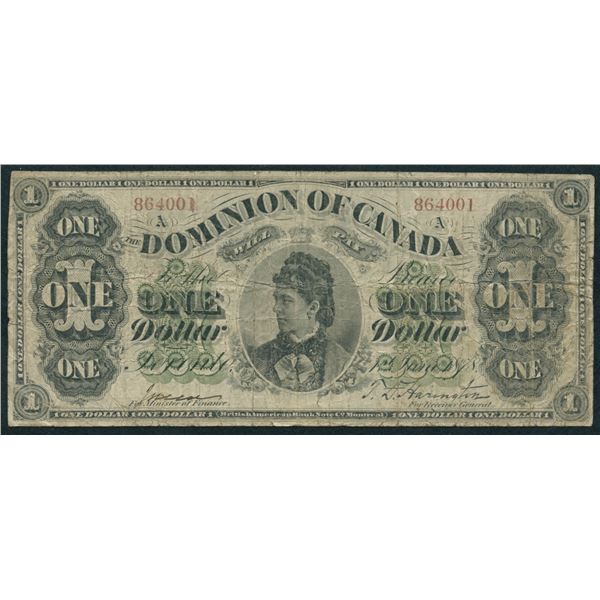 Dominion of Canada $1, 1878 - Payable at Toronto