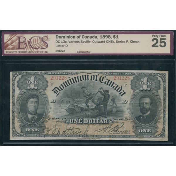 Dominion of Canada $1, 1898 - Outward One's