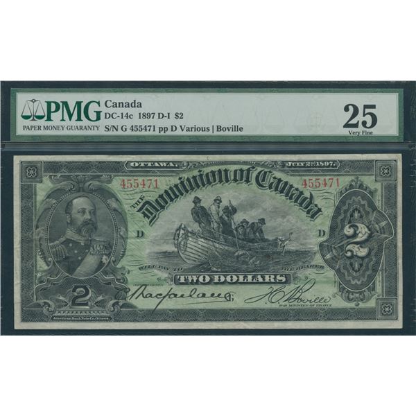 Dominion of Canada $2, 1897 - Dark Brown Back