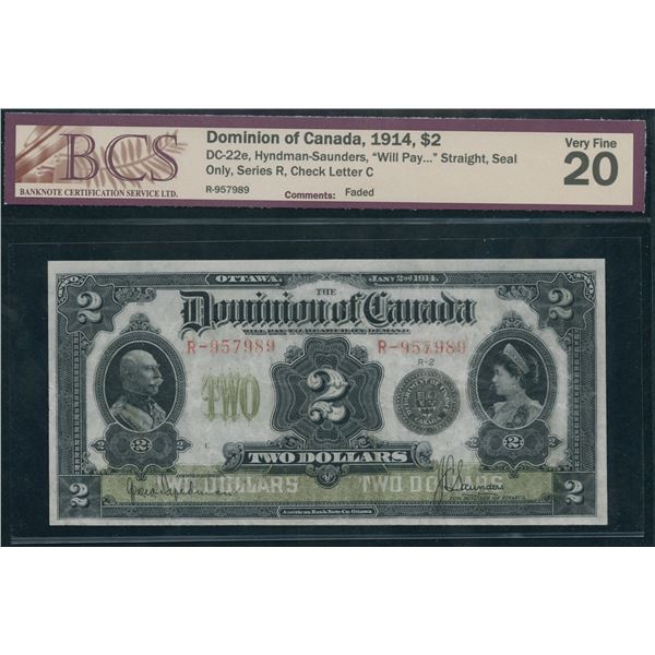 Dominion of Canada $2, 1914