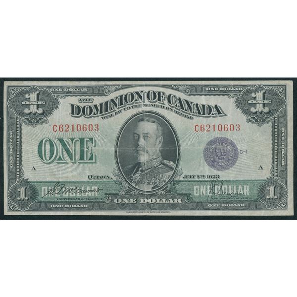 Dominion of Canada $1, 1923 - Purple Seal