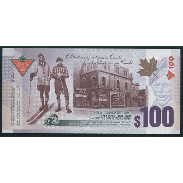 2022 $100 Canadian Tire's 100th Anniversary Note