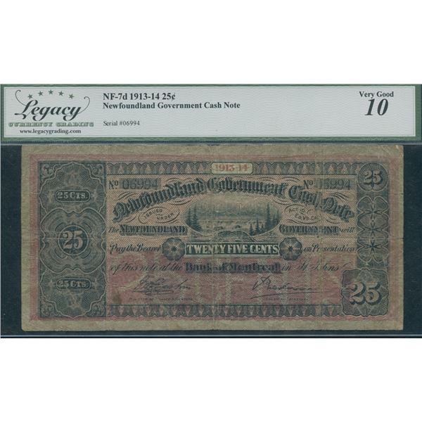 Government of Newfoundland 25 Cents, 1913-14