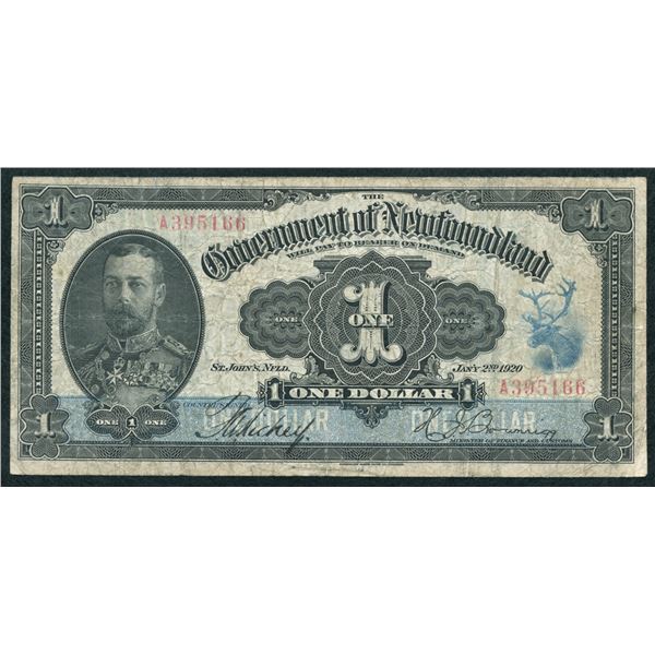 Government of Newfoundland $1, 1920