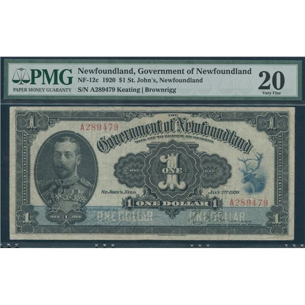 Government of Newfoundland $1, 1920