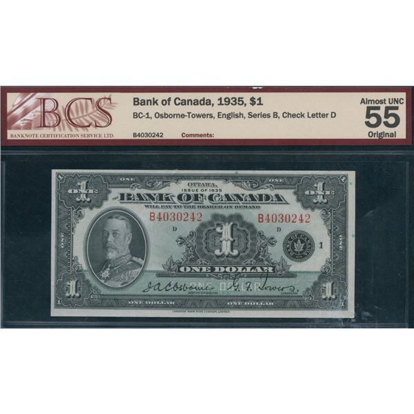 Bank of Canada $1, 1935 - B Series
