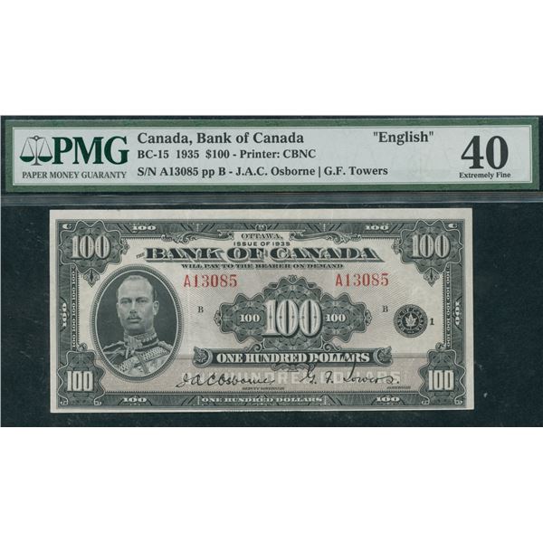 Bank of Canada $100, 1935