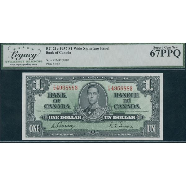 Bank of Canada $1, 1937 - Superb Gem