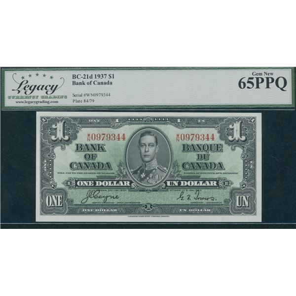 Bank of Canada $1, 1937 - Changeover