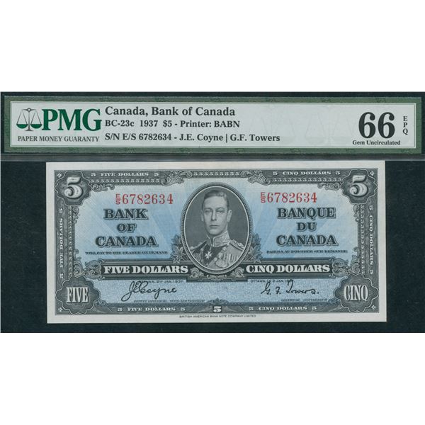 Bank of Canada $5, 1937 - Gem