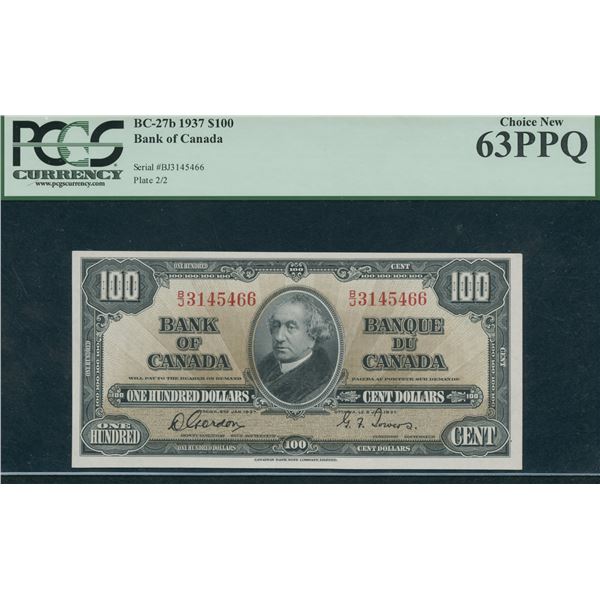 Bank of Canada $100, 1937