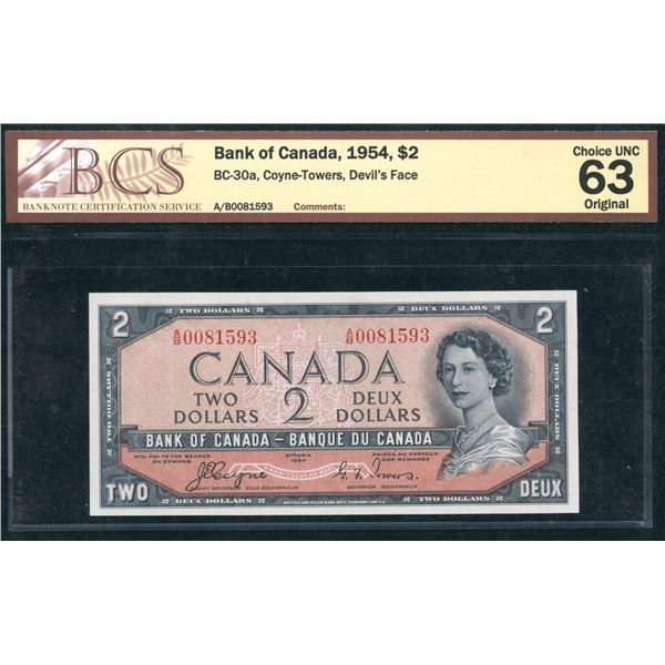 Bank of Canada $2, 1954 - Devil's Face