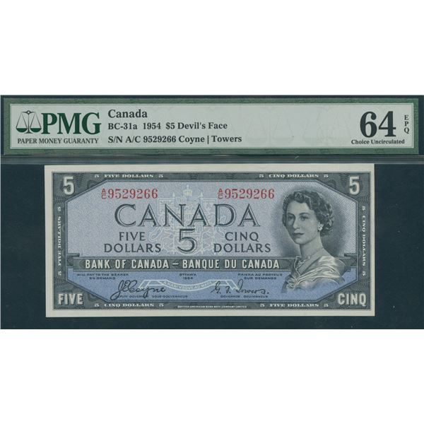 Bank of Canada $5, 1954 - Devil's Face