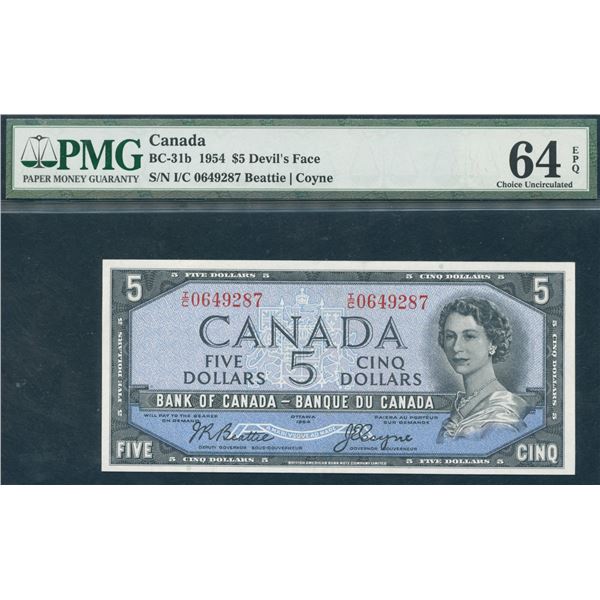 Bank of Canada $5, 1954 - Devil's Face, Changeover