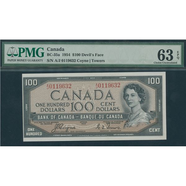 Bank of Canada $100, 1954 - Devil's Face