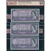 Image 2 : Bank of Canada $10, 1954 - Lot of 3 Consecutive's
