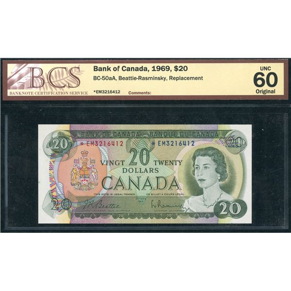 Bank of Canada $20, 1969 - Replacement